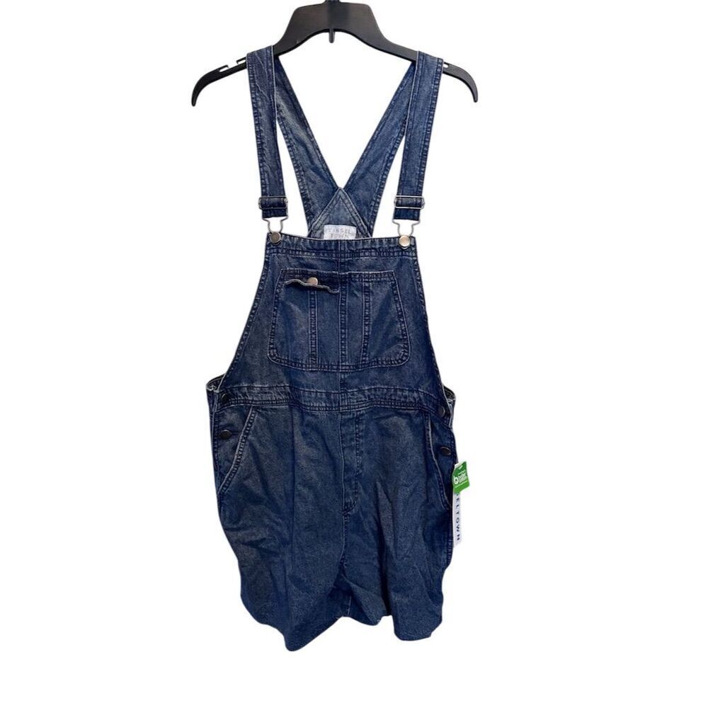 Tinseltown Women's Blue Denim Overall shorts Size M NWT